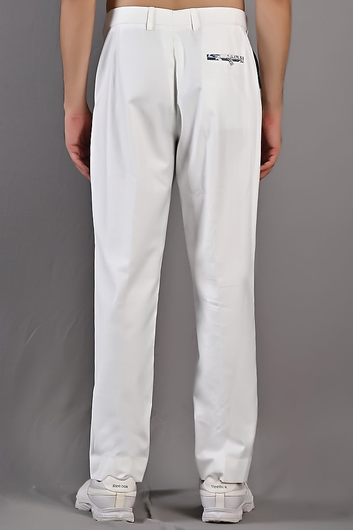Off-White & Blue Printed Wedding Bandhgala Set by Bohame Men at Pernia's Pop Up Shop