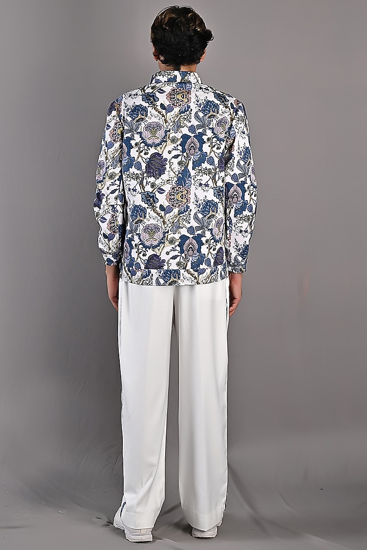 Off-White & Blue Printed Shacket Set by Bohame Men at Pernia's Pop Up Shop
