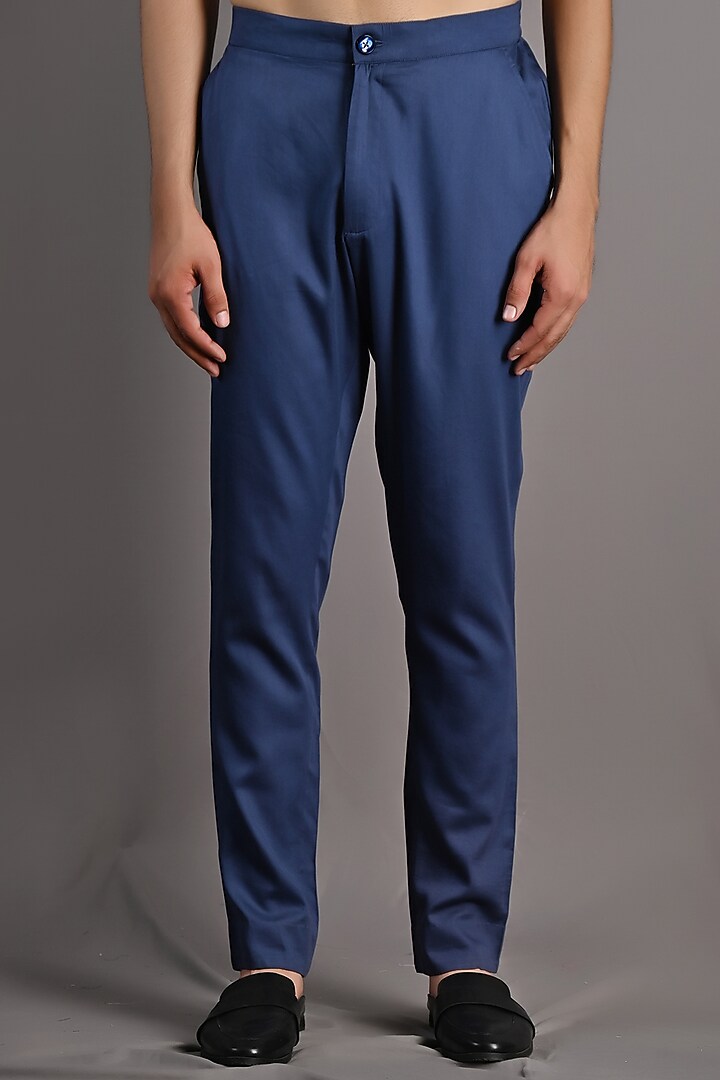 Off-White & Blue Printed Indo-Western Set by Bohame Men at Pernia's Pop Up Shop