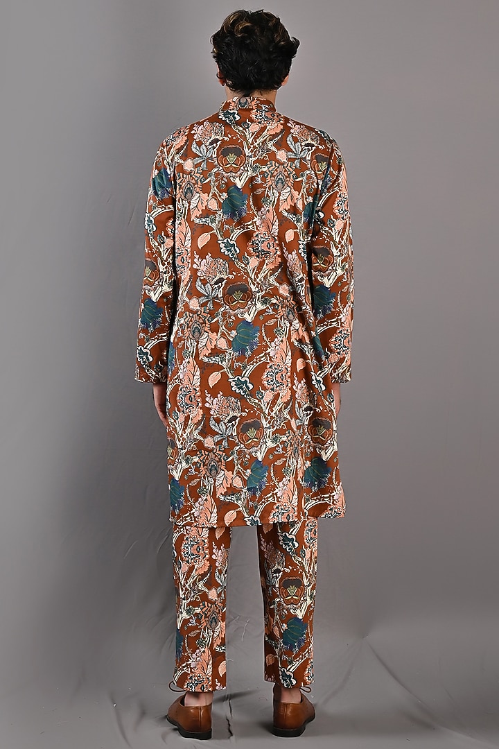 Maroon Printed Kurta Set by Bohame Men at Pernia's Pop Up Shop