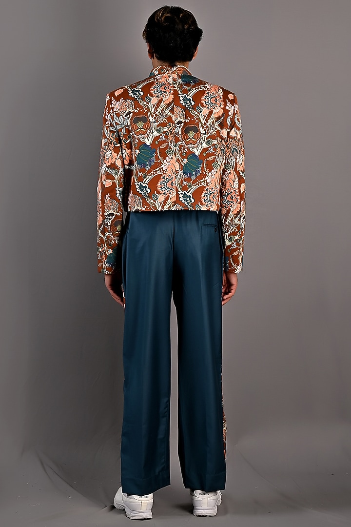 Maroon Printed Short Jacket Set by Bohame Men at Pernia's Pop Up Shop