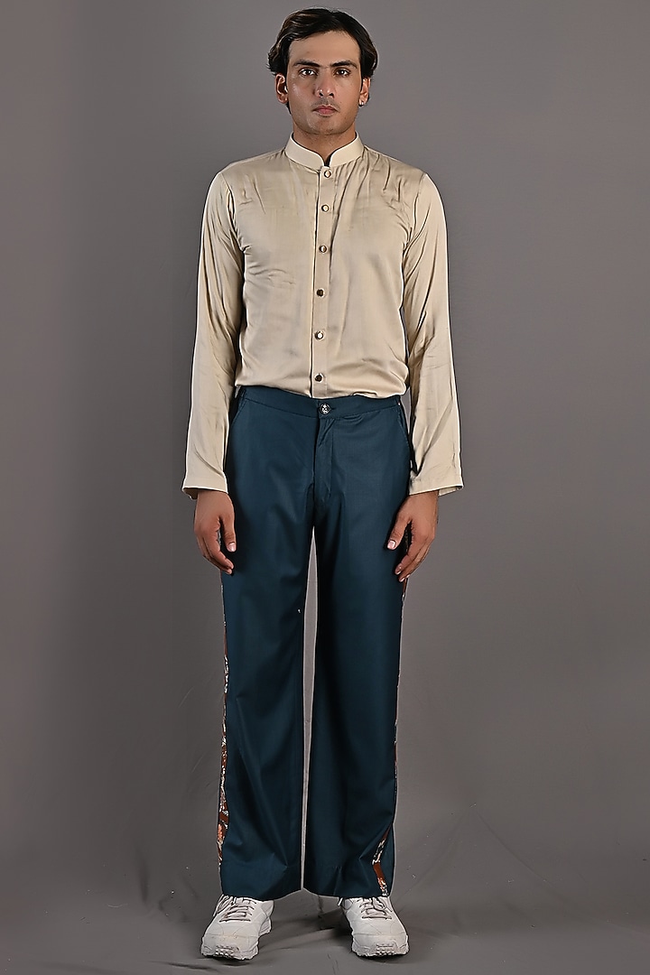 Maroon Printed Short Jacket Set by Bohame Men at Pernia's Pop Up Shop