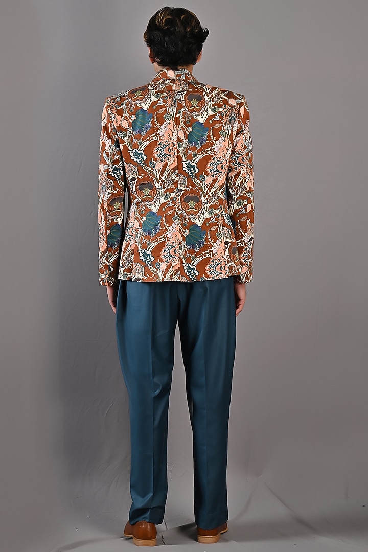 Maroon Printed Layered Jacket Set by Bohame Men at Pernia's Pop Up Shop