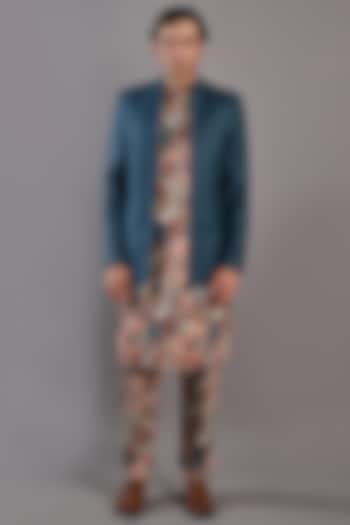 Teal Suiting Indo-Western Set by Bohame Men