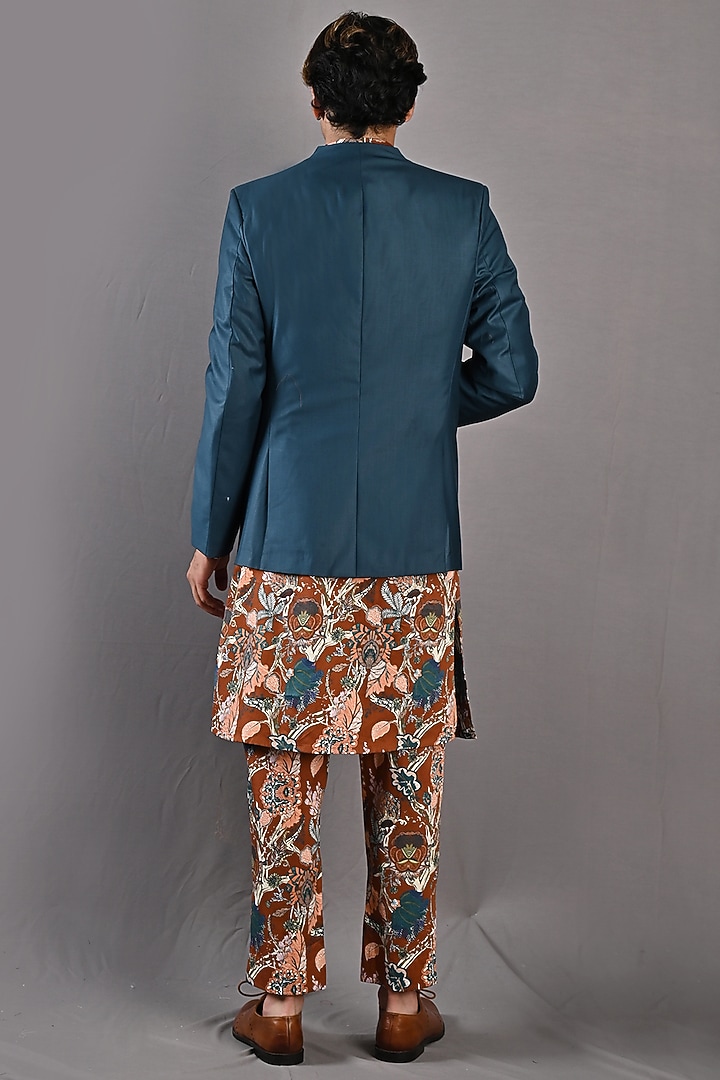 Teal Suiting Indo-Western Set by Bohame Men at Pernia's Pop Up Shop