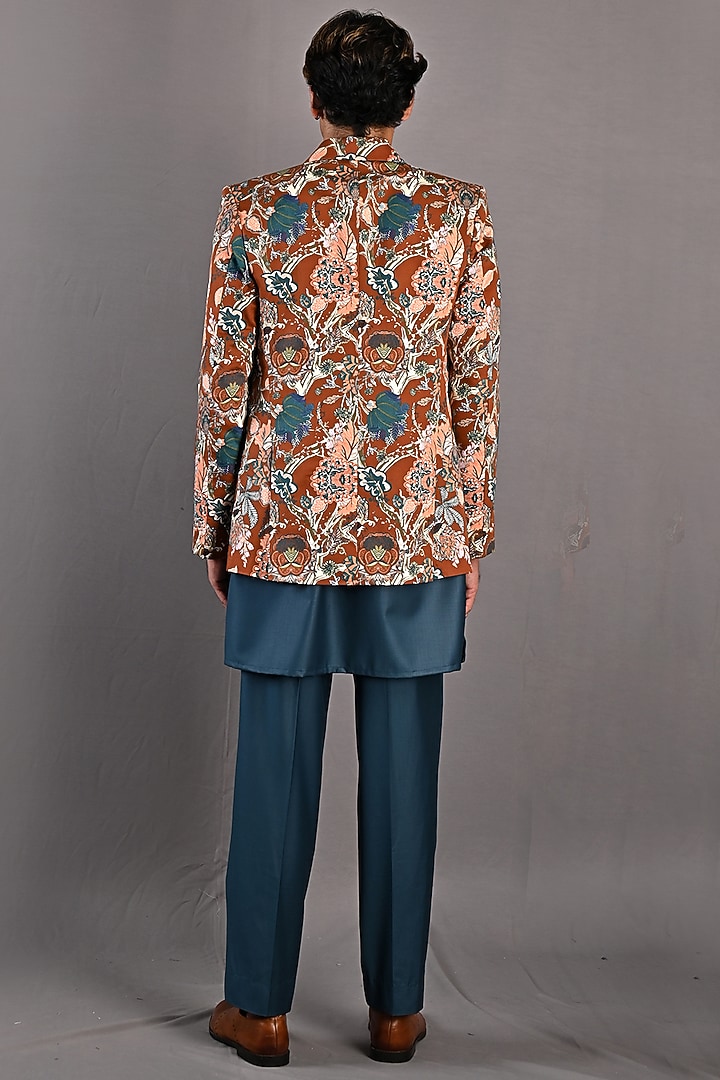 Maroon Printed Indo-Western Set by Bohame Men at Pernia's Pop Up Shop