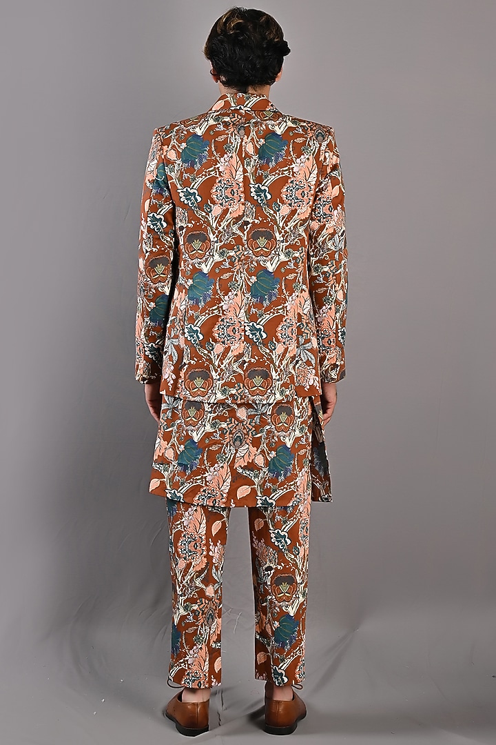 Maroon Cotton Satin Printed Indo-Western Set by Bohame Men at Pernia's Pop Up Shop