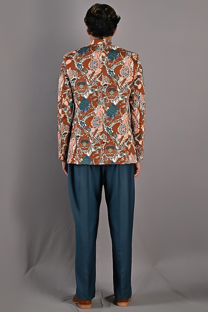 Maroon Printed Wedding Bandhgala Set by Bohame Men at Pernia's Pop Up Shop