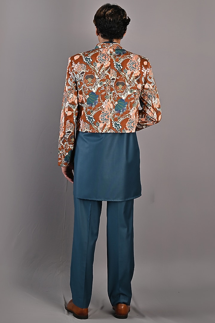 Maroon Printed Indo-Western Set by Bohame Men at Pernia's Pop Up Shop