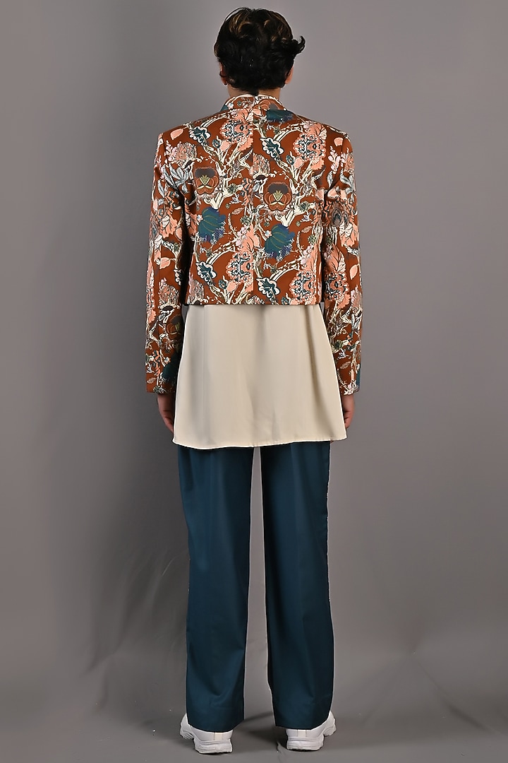 Maroon Digital Printed Indo-Western Set by Bohame Men at Pernia's Pop Up Shop