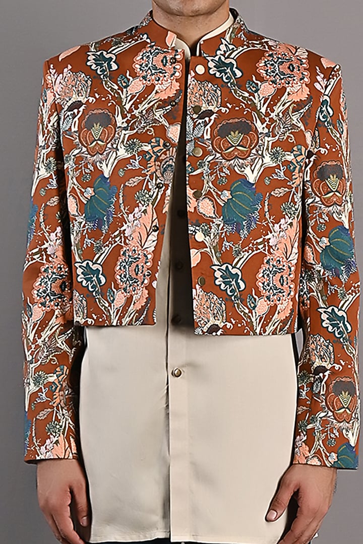 Maroon Digital Printed Indo-Western Set by Bohame Men at Pernia's Pop Up Shop
