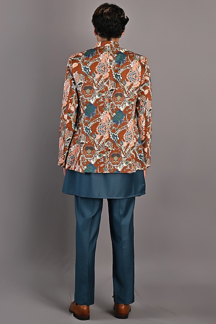 Maroon Digital Printed Wedding Bandhgala Set by Bohame Men at Pernia's Pop Up Shop