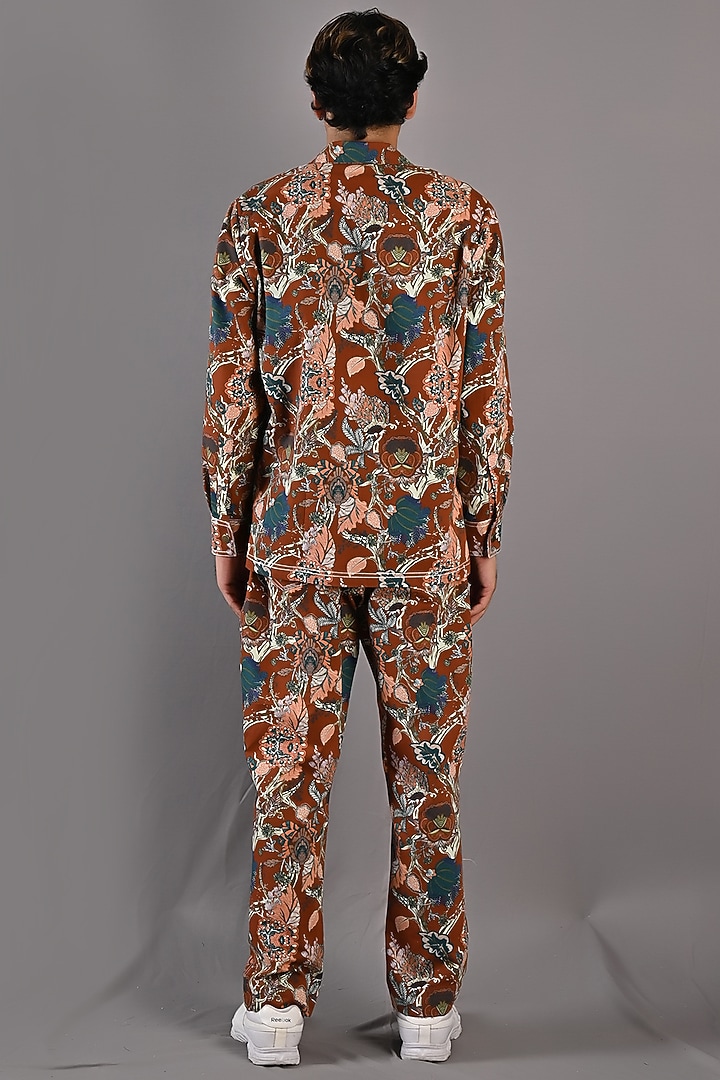 Maroon Printed Shacket Set by Bohame Men at Pernia's Pop Up Shop