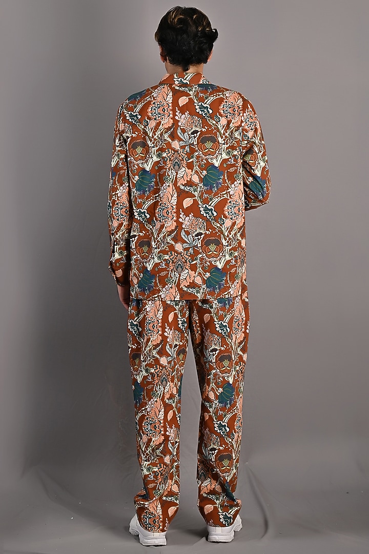 Maroon Digital Printed Shacket Set by Bohame Men at Pernia's Pop Up Shop