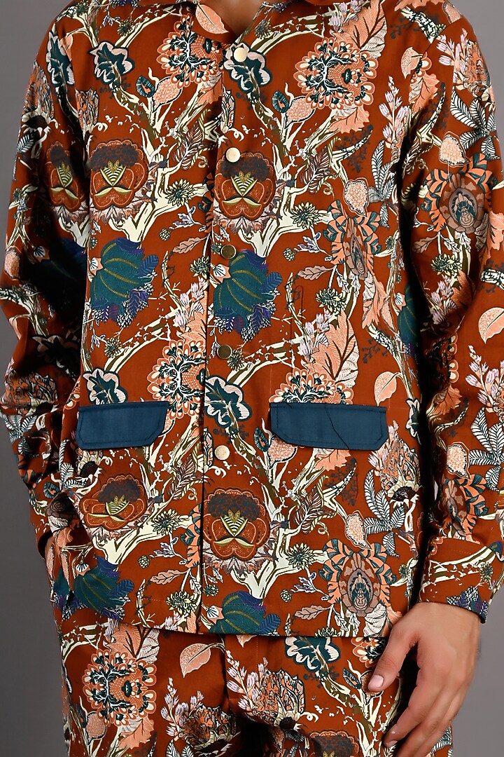 Maroon Digital Printed Shacket Set by Bohame Men at Pernia's Pop Up Shop