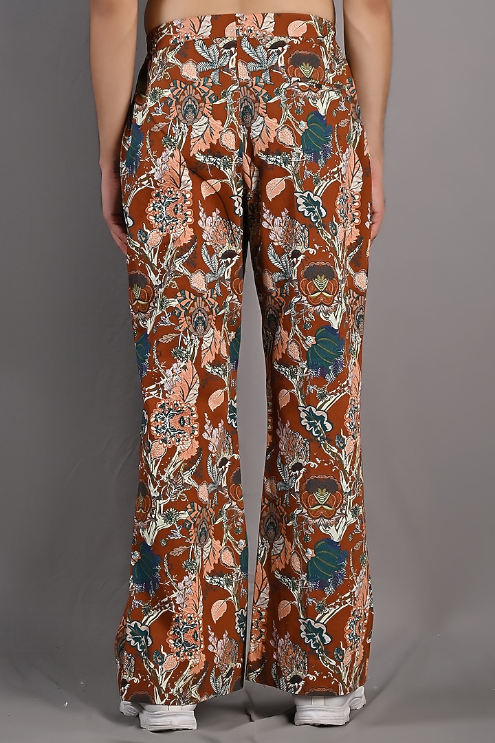 Maroon Printed Bell Bottom Pants by Bohame Men at Pernia's Pop Up Shop