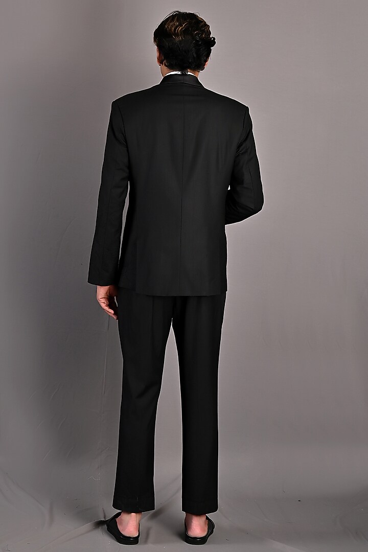 Black Embroidered Tuxedo Set by Bohame Men at Pernia's Pop Up Shop