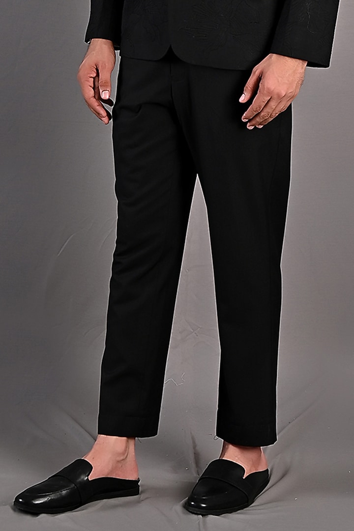 Black Embroidered Tuxedo Set by Bohame Men at Pernia's Pop Up Shop