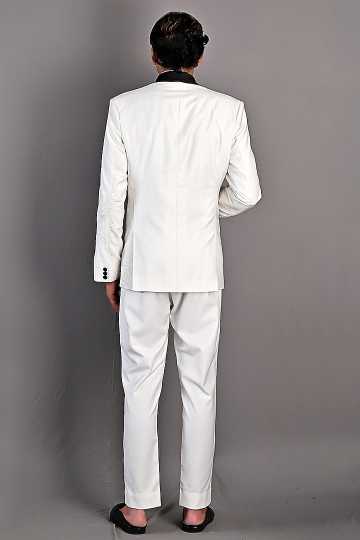 White Embroidered Tuxedo Set by Bohame Men at Pernia's Pop Up Shop