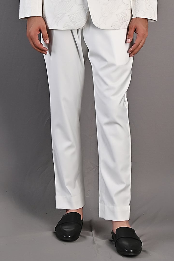 White Embroidered Tuxedo Set by Bohame Men at Pernia's Pop Up Shop