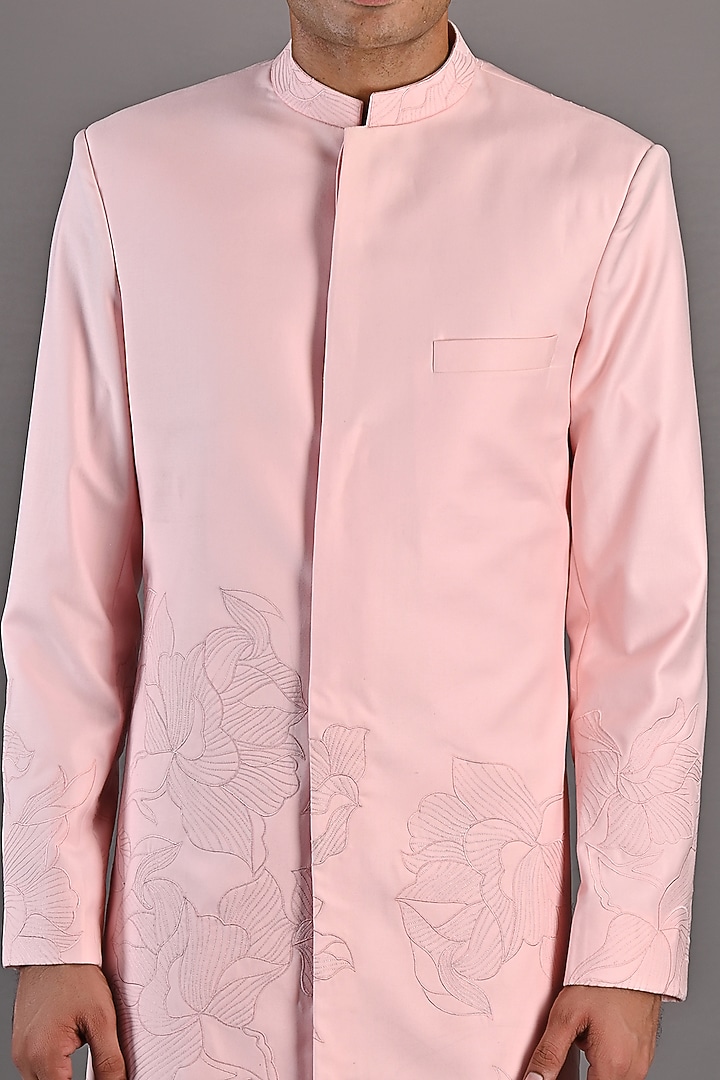 Light Pink Embroidered Achkan Set by Bohame Men at Pernia's Pop Up Shop