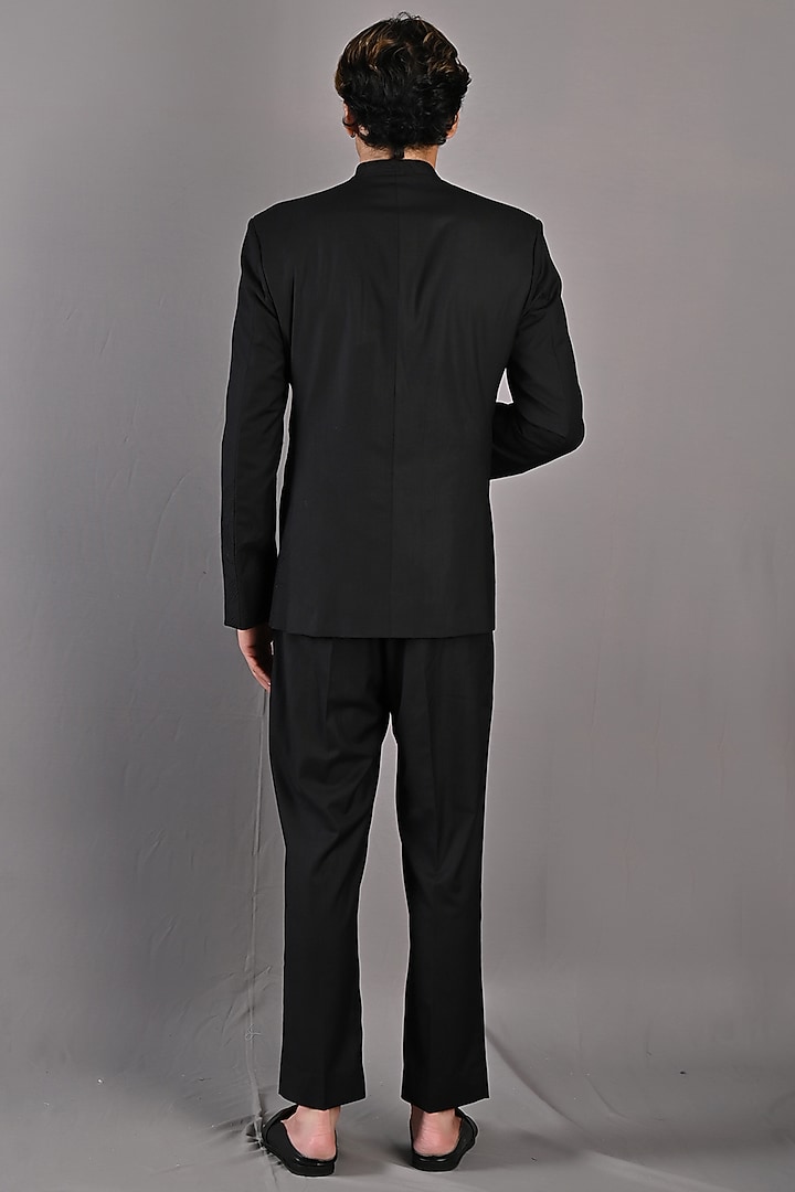 Black Embroidered Wedding Indowestern Jacket Set by Bohame Men at Pernia's Pop Up Shop