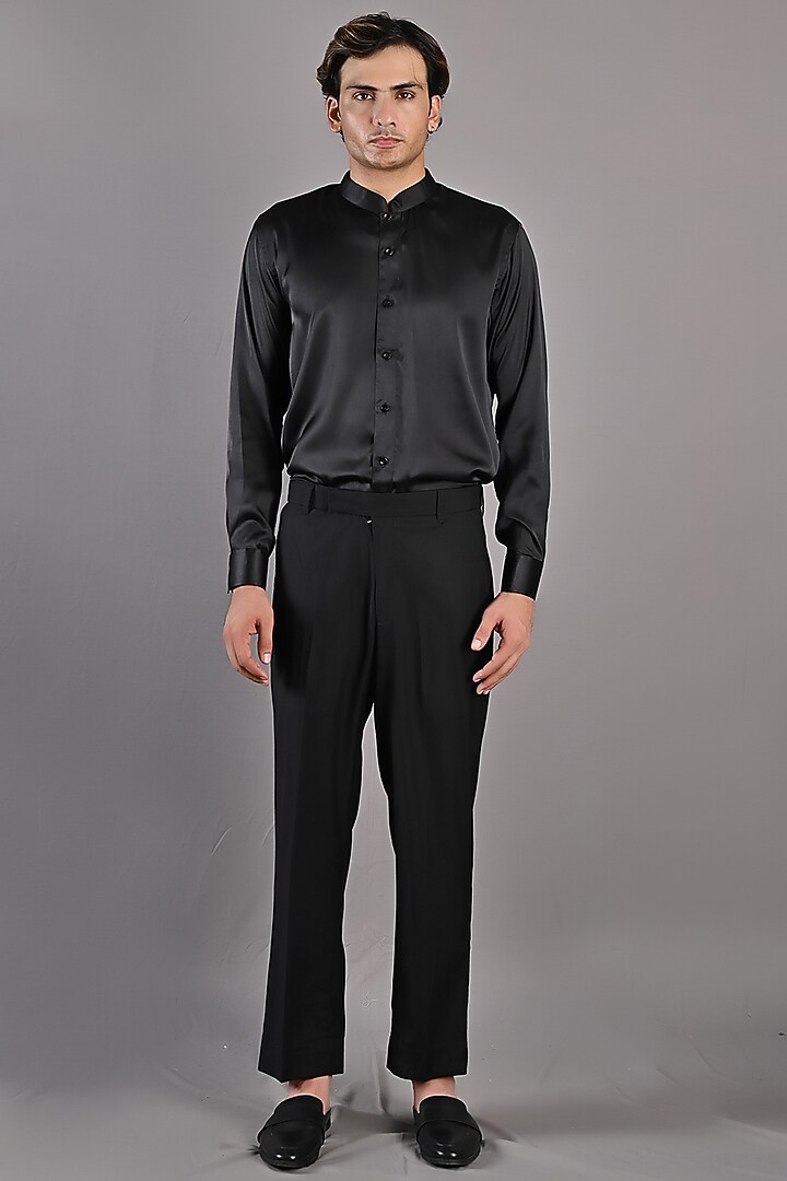 Black Embroidered Wedding Indowestern Jacket Set by Bohame Men at Pernia's Pop Up Shop