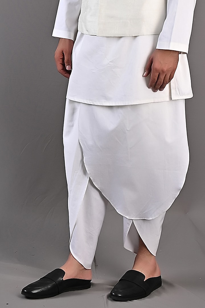 Off-White Dupion Silk Abstract Embroidered Nehru Jacket Set by Bohame Men at Pernia's Pop Up Shop