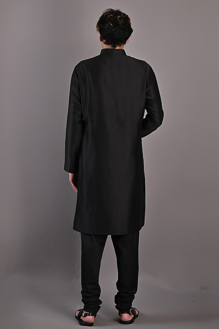 Black Chanderi Kurta Set by Bohame Men at Pernia's Pop Up Shop