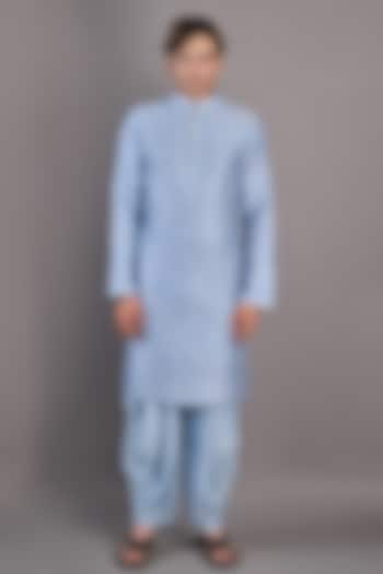 Light Blue Chanderi Kurta Set by Bohame Men at Pernia's Pop Up Shop