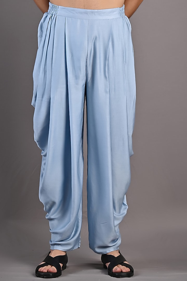 Light Blue Chanderi Kurta Set by Bohame Men at Pernia's Pop Up Shop