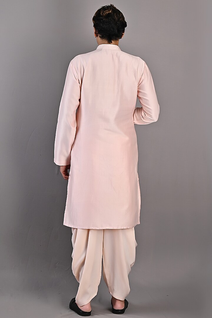 Peach Chanderi Silk Kurta Set by Bohame Men at Pernia's Pop Up Shop