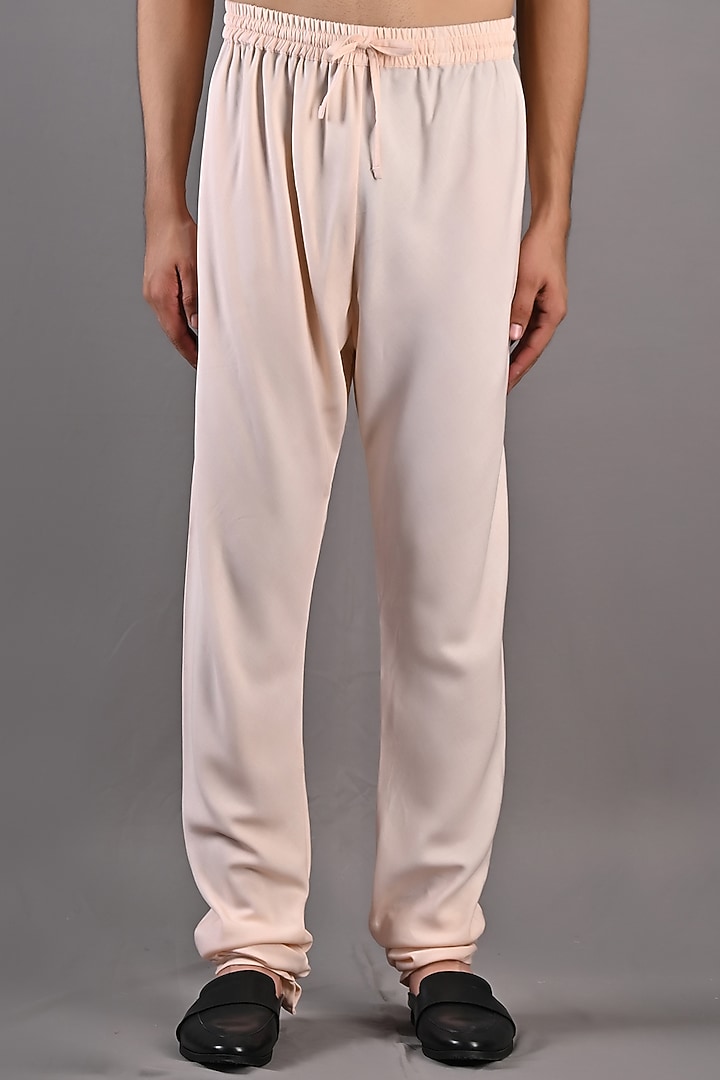 Peach Chanderi Kurta Set by Bohame Men at Pernia's Pop Up Shop