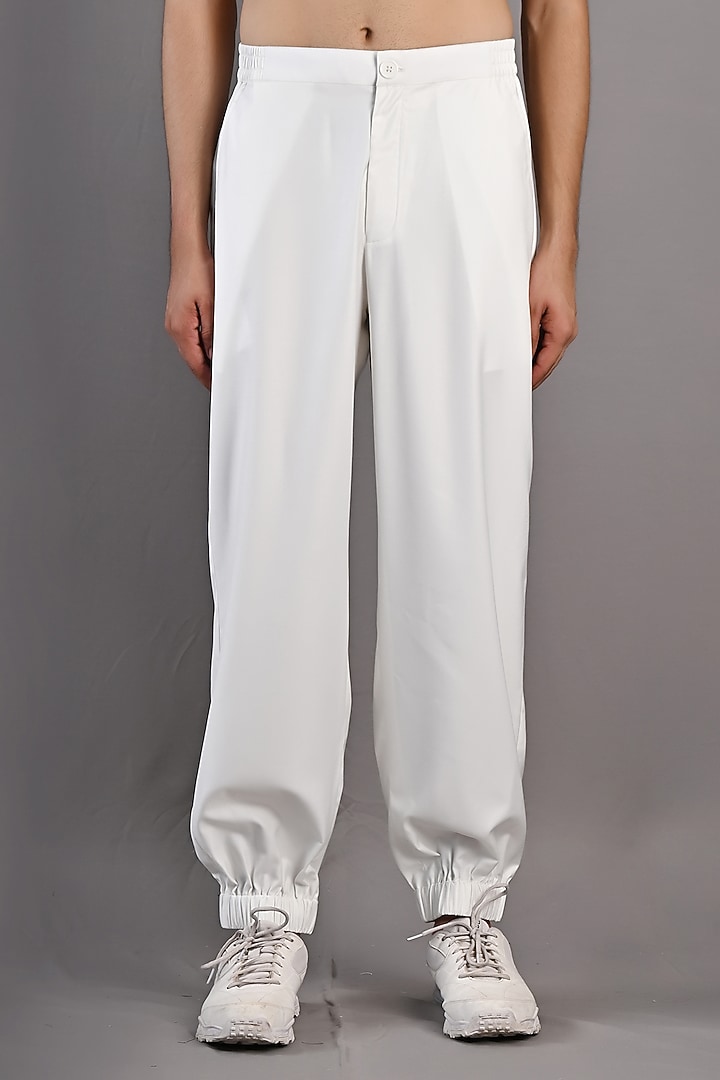 White Terry Wool Jogger Set by Bohame Men at Pernia's Pop Up Shop