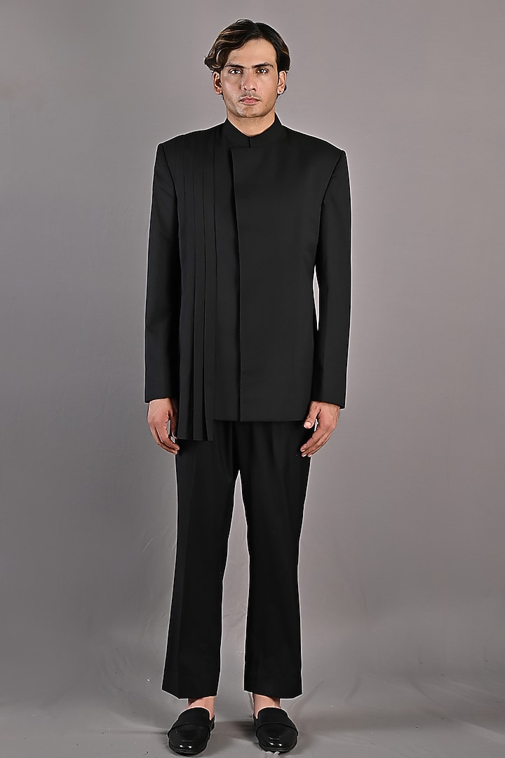 Black Terry Wool Jacket Set by Bohame Men at Pernia's Pop Up Shop