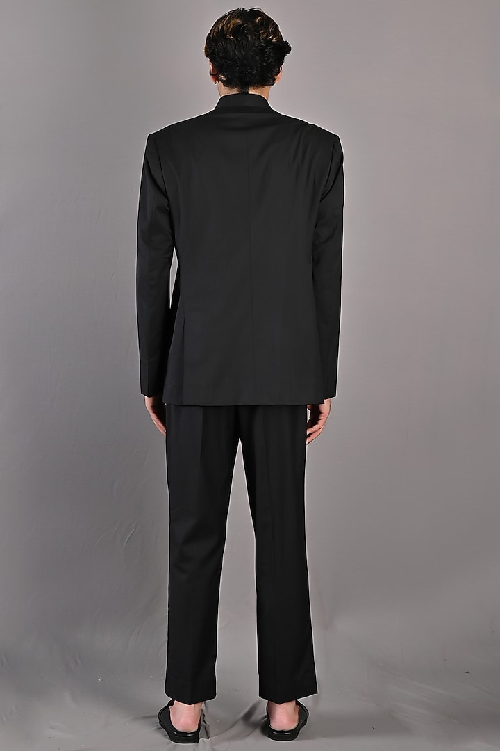 Black Jacket Set In Terry Wool by Bohame Men at Pernia's Pop Up Shop