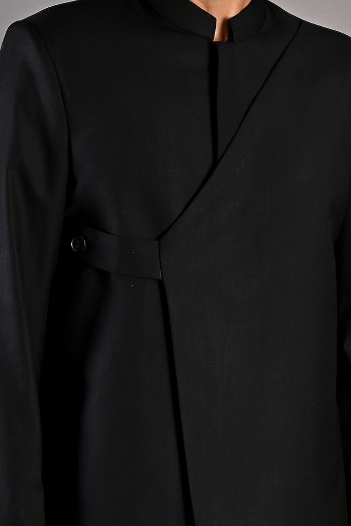 Black Jacket Set In Terry Wool by Bohame Men at Pernia's Pop Up Shop