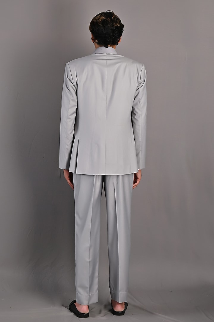 Grey Terry Wool Blazer Jacket Set by Bohame Men at Pernia's Pop Up Shop