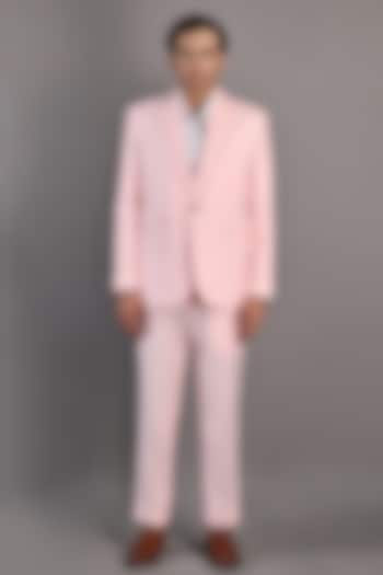 Light Pink Terry Wool Blazer Jacket Set by Bohame Men