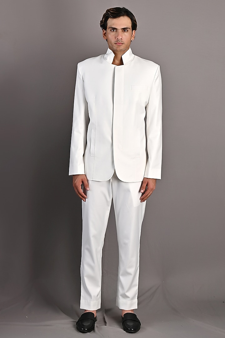 White Terry Wool Jacket Set by Bohame Men at Pernia's Pop Up Shop