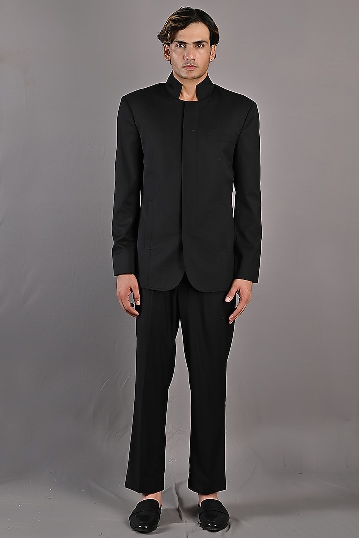 Black Terry Wool Jacket Set by Bohame Men at Pernia's Pop Up Shop