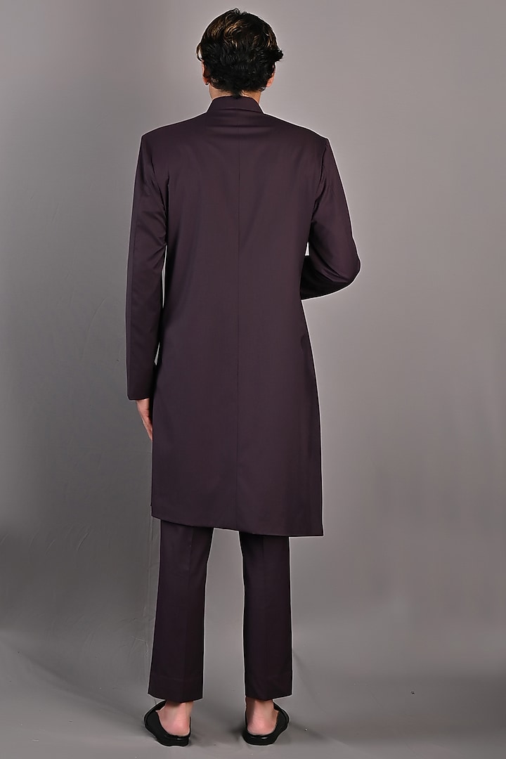 Wine Terry Wool Indo Western Jacket Set by Bohame Men at Pernia's Pop Up Shop