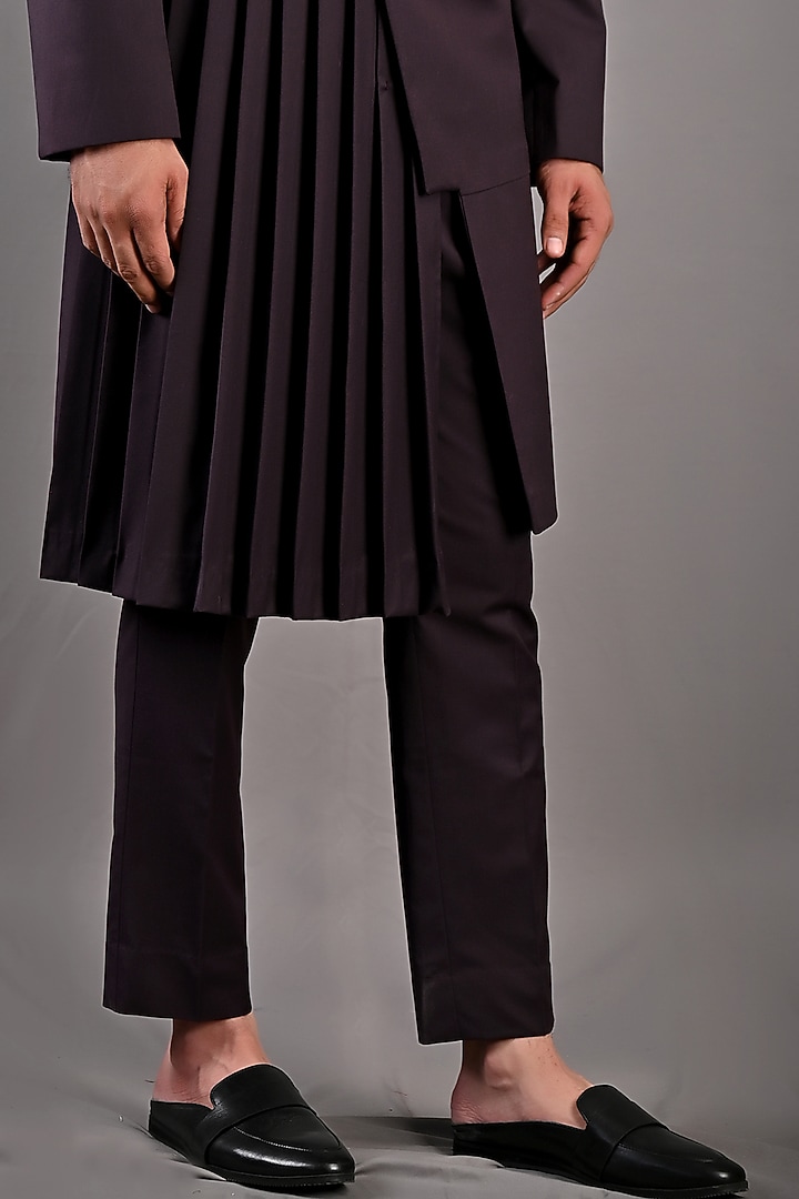 Wine Terry Wool Indo Western Jacket Set by Bohame Men at Pernia's Pop Up Shop