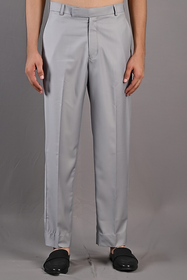 Grey Terry Wool Wedding Bandhgala Set by Bohame Men at Pernia's Pop Up Shop