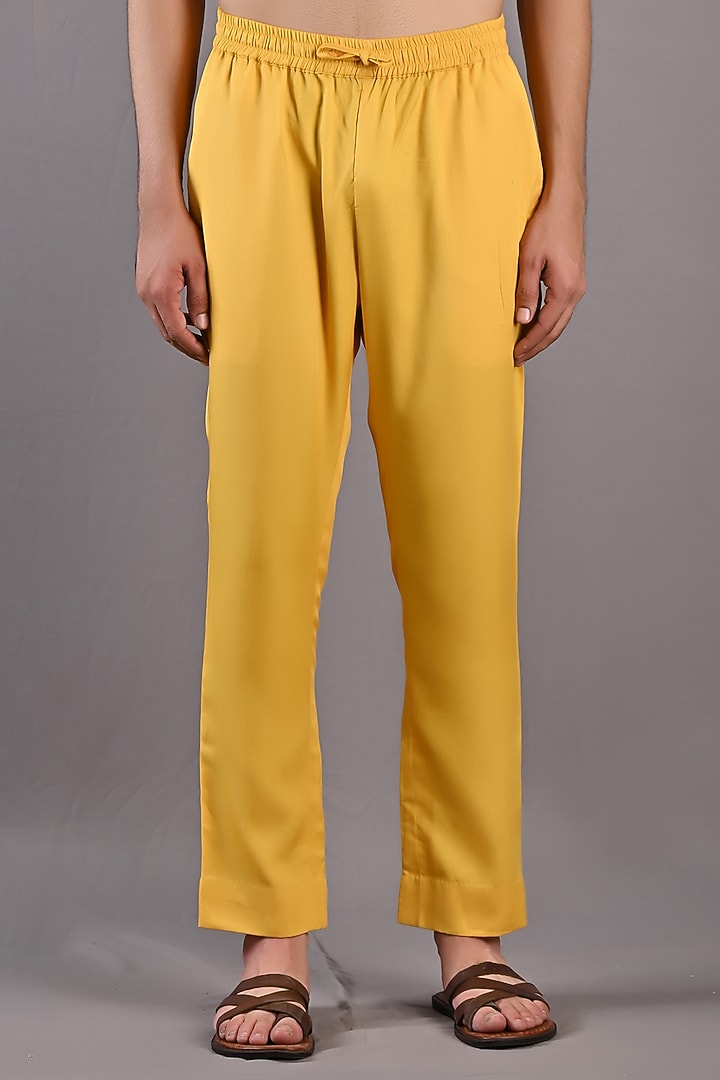 Mustard Texture Nehru Jacket Set by Bohame Men at Pernia's Pop Up Shop
