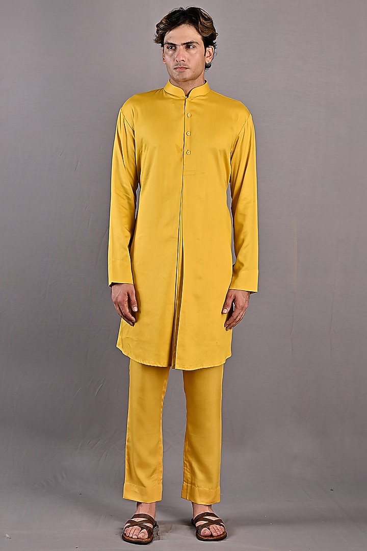 Mustard Texture Nehru Jacket Set by Bohame Men at Pernia's Pop Up Shop