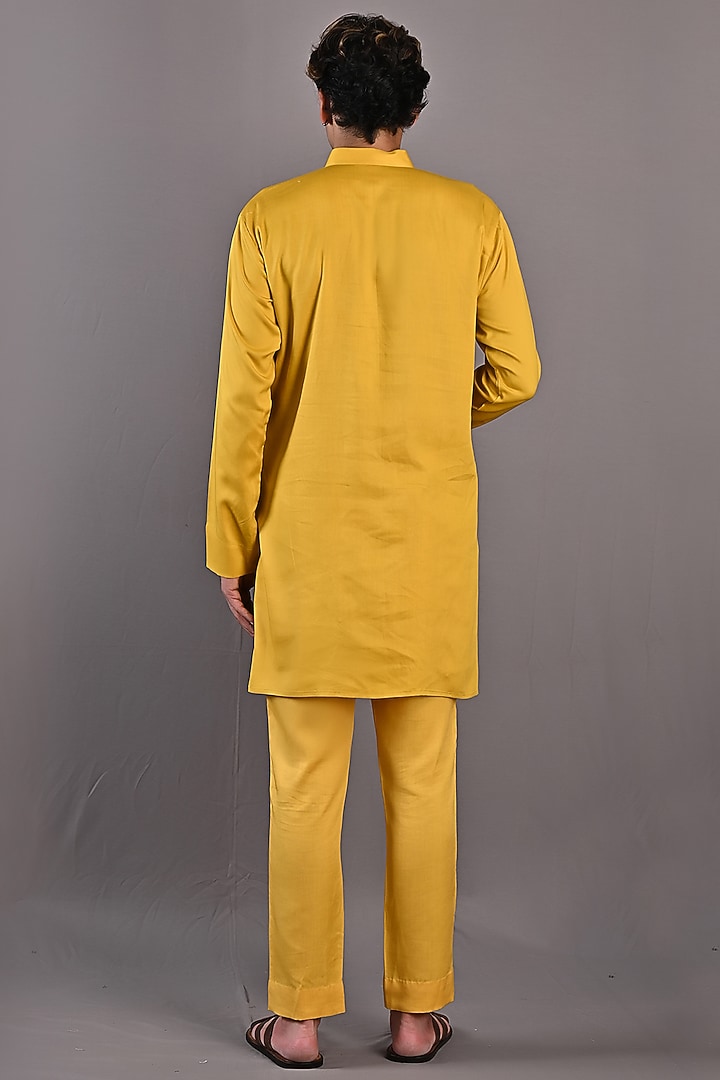 Mustard Texture Nehru Jacket Set by Bohame Men at Pernia's Pop Up Shop