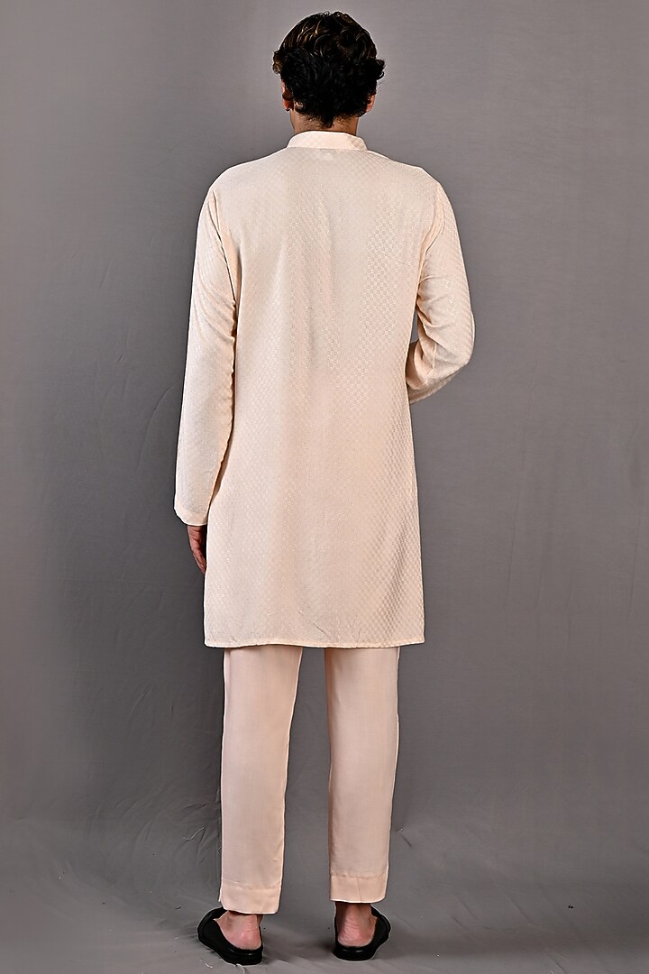 Peach Textured Fabric Bundi Jacket Set by Bohame Men at Pernia's Pop Up Shop
