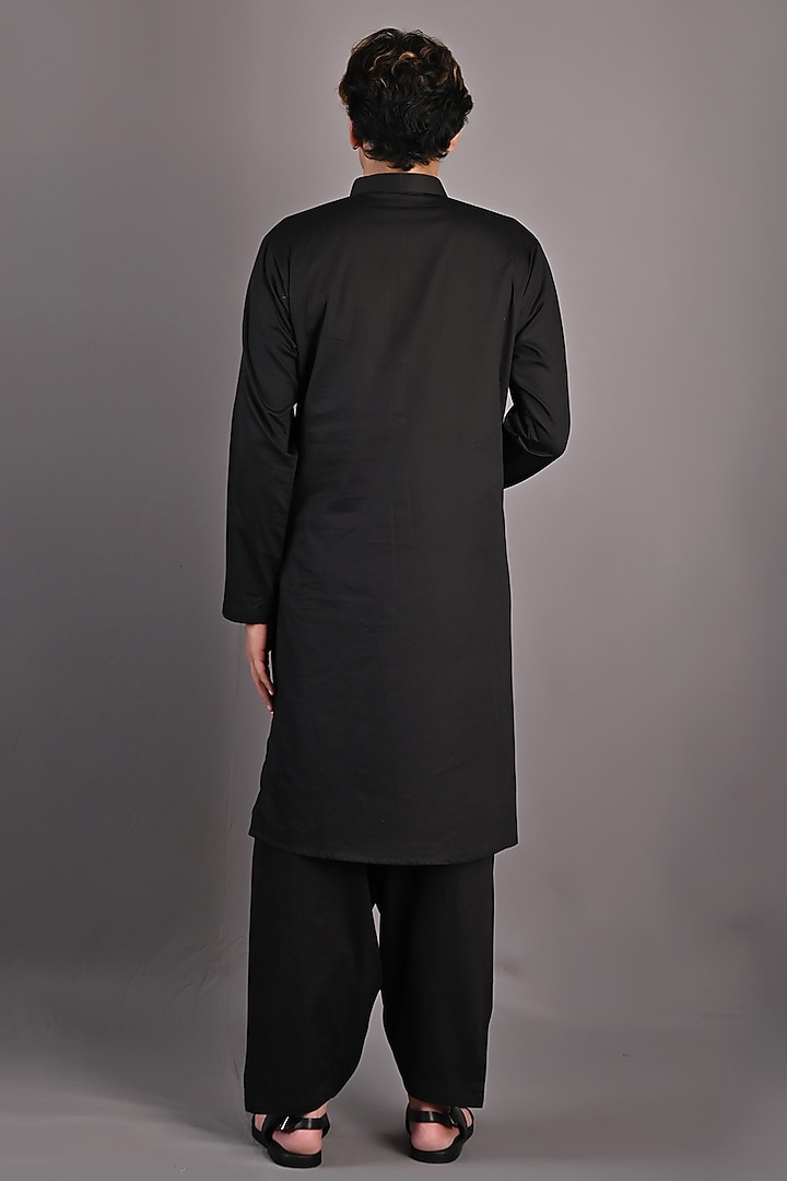 Black Textured Fabric Nehru Jacket Set by Bohame Men at Pernia's Pop Up Shop