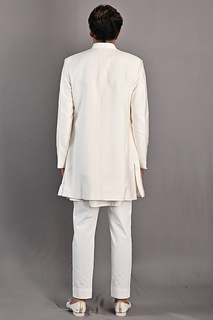 Off-White Embroidered Wedding Sherwani Set by Bohame Men at Pernia's Pop Up Shop